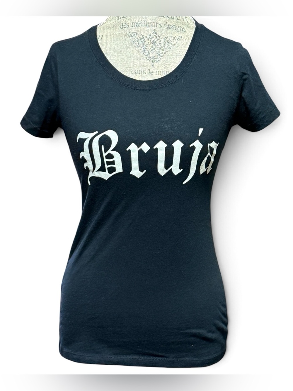 Next Level Bruja Short Sleeve Tshirt Black with White Lettering Size Small